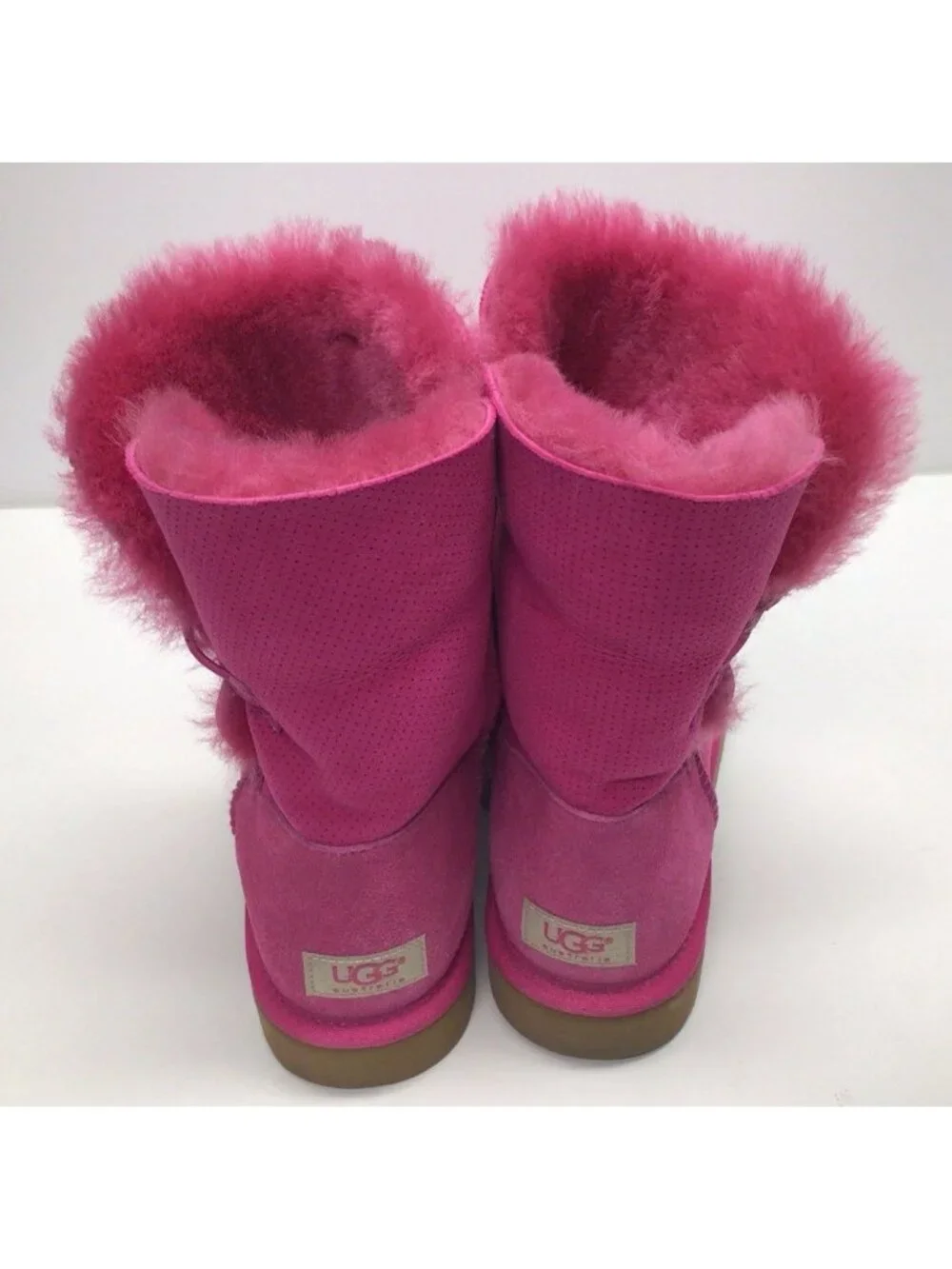 UGG Bailey Button Women’s Pink Suede Shearling Button Boots US 10